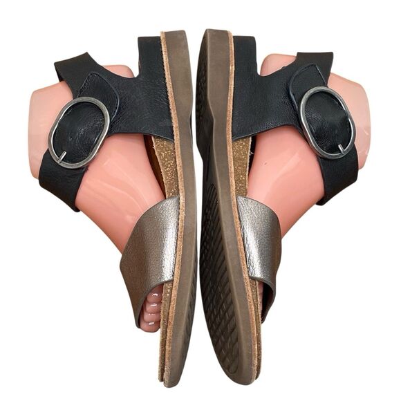 Sofft Bali Women's 10 M Black Silver Leather Wedge Slingback Sandals (HF27) - Picture 6 of 8